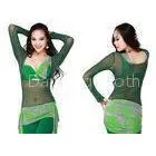Modest Breathable Deep Green Belly Dance Bra Tops Under Bust Sheer With Belly Cover thumbnail-1