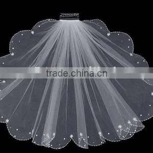 Latest Style Fashionable Beautiful Beaded Bride Veil M072 thumbnail-1