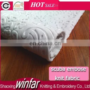 Winfar Textile White Color 75D Poly DTY Spandex Embossed 3D Scuba Knit Fabric thumbnail-1