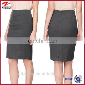 Grey Fashion Knee Length Pencil Skirt For Mature Women thumbnail-1