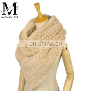2015 High Quality Market Sell Luxury Brand Hand Knitted Rex Rabbit Fur Scarf Winter thumbnail-4