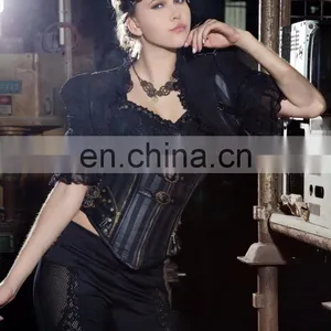 Gothic Steampunk Style Crop Top Jacket With Fluonce Layered Sleeves thumbnail-5