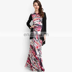 New Design Modern Pleats Print Islamic Dress Plus Size Women Baju Kurung thumbnail-1
