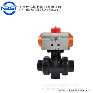 Factory Low Price Pneumatic Double Union UPVC PVC 2 Way Plastic Ball Valve thumbnail-4