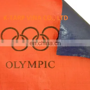 190 GSM Dark Blue/Orange PE Tarpaulin With Logo Printing thumbnail-1