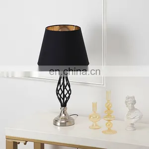 Accept Own Custom Hotel Home Living Room Decoration Silver-plated Base Black Metal Table Lamp thumbnail-2