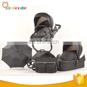 OEM Luxury High View 3 in 1 PU Leather Waterproof Baby Stroller thumbnail-1