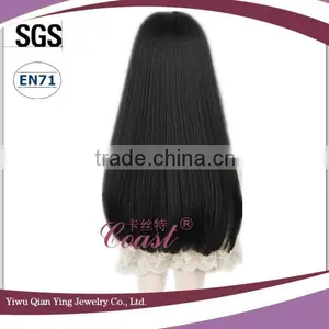 Cheap Best Wholesale Beautiful Black Long Straight Doll Wigs thumbnail-3