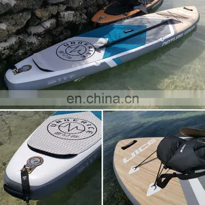 11'x33''x6'' Ocean Blue Wood Design Inflatable Sup Stand Up Paddle Board ISUP thumbnail-4