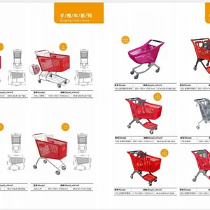 240L American Style Handcart 5 Inch PU Wheel Steel Shopping Trolley for Supermarket （surface : Zinc and Transparent Powder Coating） thumbnail-2