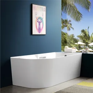 Modern Design Back to Wall Bath Tub Left Corner Small Acrylic Freestanding Bathtub Spa Hot Tub for Bathroom thumbnail-3
