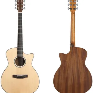 China Guitar Factory YAN/OEM SM-13 41 Inch Solid Wood Acoustic Guitar (Spruce Top, Mahogany) w/ Genuine Shell Rosette & Silver Tuners thumbnail-1