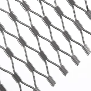 High Altitude Anti Fall Woven Stainless Steel Wire Rope Net SS 304 316 316L Plain Weave Invisible Protective Net thumbnail-1