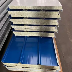 High Quality Fireproof Rock Wool Sandwich Panel Thermal Insulation Wall Roof Board For Industrial Building Project CE Approved Sandwich Panel thumbnail-5