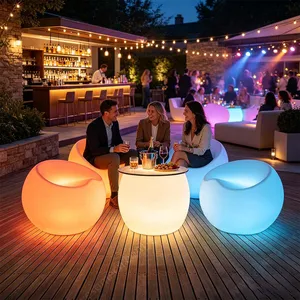 Luminous Illuminated Outdoor Bar Furniture LED Glowing Table Chair Set for Nightclub Garden Party Events thumbnail-2