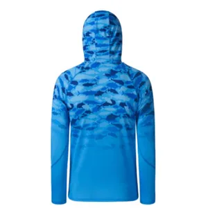 Custom Logo UPF 50+ Sun Protection Hoodie for Men Quick Dry UV Fishing Shirt Performance Long Sleeve Outdoor Wear thumbnail-3