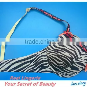 Fashion Plus Size Bra Set, Sexy Zebra Printed Microfiber thumbnail-5