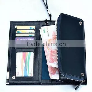 New Arrival 4 Colors Multi-fonction Check Grain Money Clip Wallet Leather For Phone Purse thumbnail-4