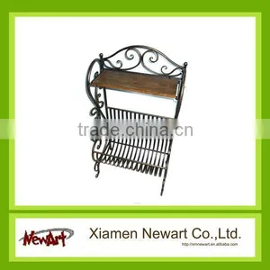Vintage Metal Wooden Magazine Rack thumbnail-1