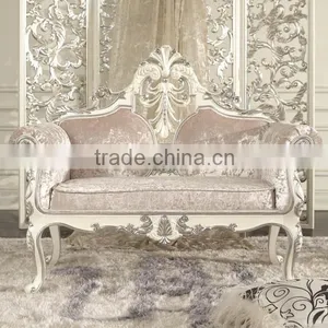 Factory Work Well Hot Sale Classic Style Fabric 2 Seater Sofa Chair With Crown Carving XYN2823 thumbnail-1