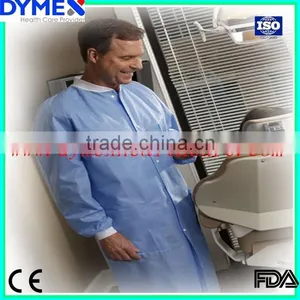 Nonwoven Medical pp Lab Coat With Knitted Collar and Cuffs thumbnail-1