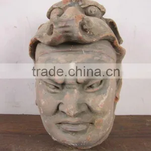 Antique Chinese Mud Hand Carved Buddha Head Sculpture thumbnail-1