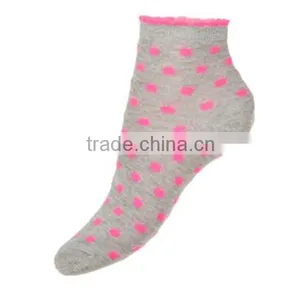 Grey Polka Dot Bow Women Cotton Socks thumbnail-1