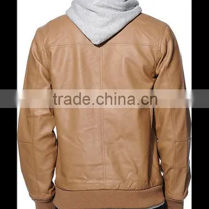 Leather Bomber Jacket Brown Color thumbnail-2