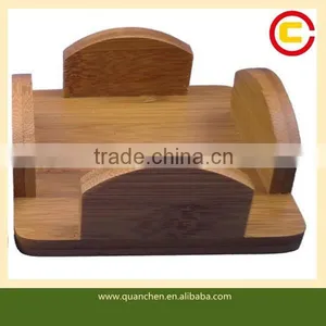 4-piece Bamboo Coasters Set With Bamboo Holder thumbnail-2