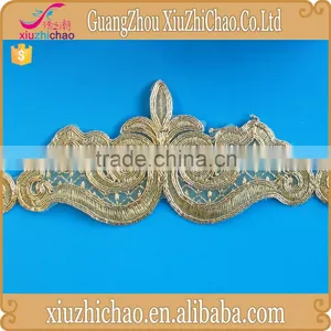 T0299-2-33 High Quality Garment Accessories Gold Cord Lace Trim Embroidery Border Trimming thumbnail-3