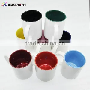 Yiwu Professional Sublimation Ceramic Mug Manufactory With Lowest Price 11oz Sublimation Inner & Handle Color Mug Red thumbnail-1