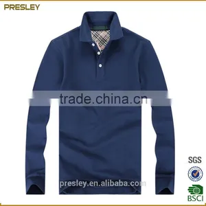 Presley Oem New Fashion Men's Casual Regular Fit Blank Long Sleeve Custom Polo Shirt thumbnail-5
