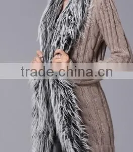 Fashion and Warm Ladies Fur Collar Cardigan Sweater thumbnail-3