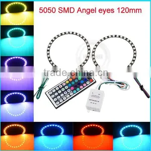 20 Colors Changing 120mm Epistar Chips DC12V 5050 Smd Black PCB Full Circle Angel Eyes Auto Parts for Toyota Corolla thumbnail-1