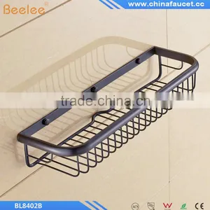 Black Oil Rubbed Bronze Bathroom Brass Material Shower Baskets Wall Mounted Bathroom Shelf thumbnail-2