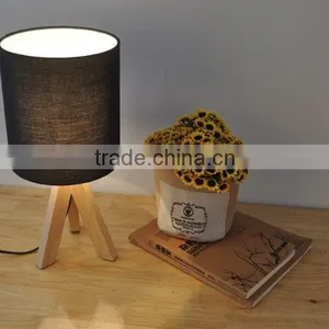 Wood Base Table Lamp With Color Fabric Lamp Shade thumbnail-1