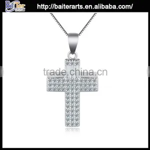 Large Couple Crystal Diamond Pendants ,Zirconia 925 Sterling Silver Cross Pendant thumbnail-3