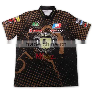 Full Button Down Breathable Sublimated Racing Pit Crew Shirt Wholesale thumbnail-1