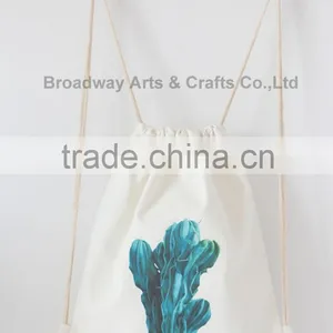 Canvas School Bag Drawstring Backpack Bag thumbnail-4
