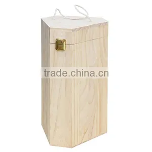Made in China Pine Unfinished Customed Hinged Wooden Wine Box thumbnail-1