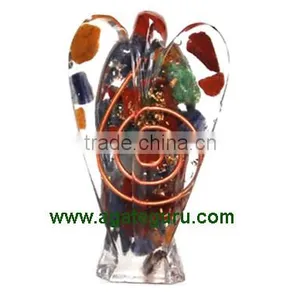 Chakra Orgonite Angels 2inch : India Orgone Agate Angels : Healing Orgone Products thumbnail-1