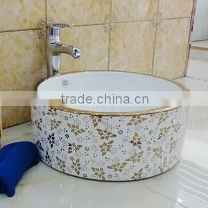 Hot Sale in Ceramic Golden Color Wash Basin thumbnail-2