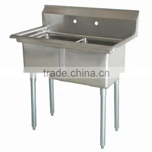 NSF and CSA Approval Two Compartments Stainless Steel Commercial Kitchen Sink thumbnail-3