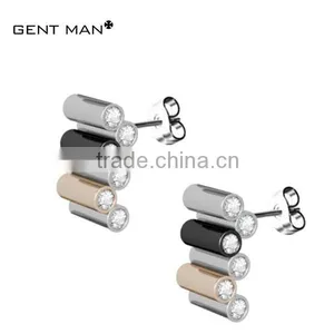 High Quality Stainless Steel Earrings With Carve Logo, Rose Gold and Black Plated Stainless Steel Earrings ,ear Stud for Women thumbnail-1
