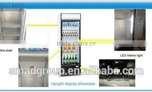 Glass Door Vertical Showcase,Display Supermarket Refrigerator for Beverage thumbnail-4