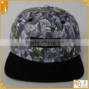 Custom 6 Panel Sublimationfloral Leather Strap Snapback Baseball Caps thumbnail-2