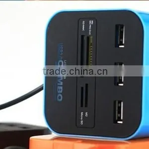 All in One Multi-card Reader With 3 Ports USB 2.0 Hub Card Reader Combo Usb Hub For SD/MMC/M2/MS thumbnail-3