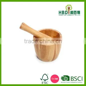 New Bamboo Wood Mortar Pestle Set for Wholesale thumbnail-1