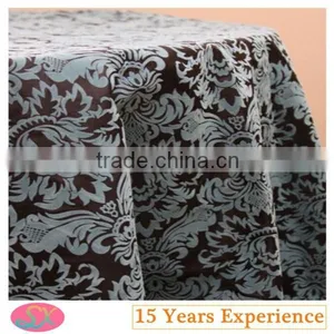 100%Polyester Flocking Table Cloth Damask Table Linen thumbnail-1