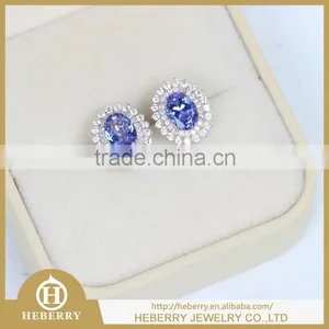 Tanzanite Luxury Earring With 925 Silver Match Czech Diamond Around thumbnail-2